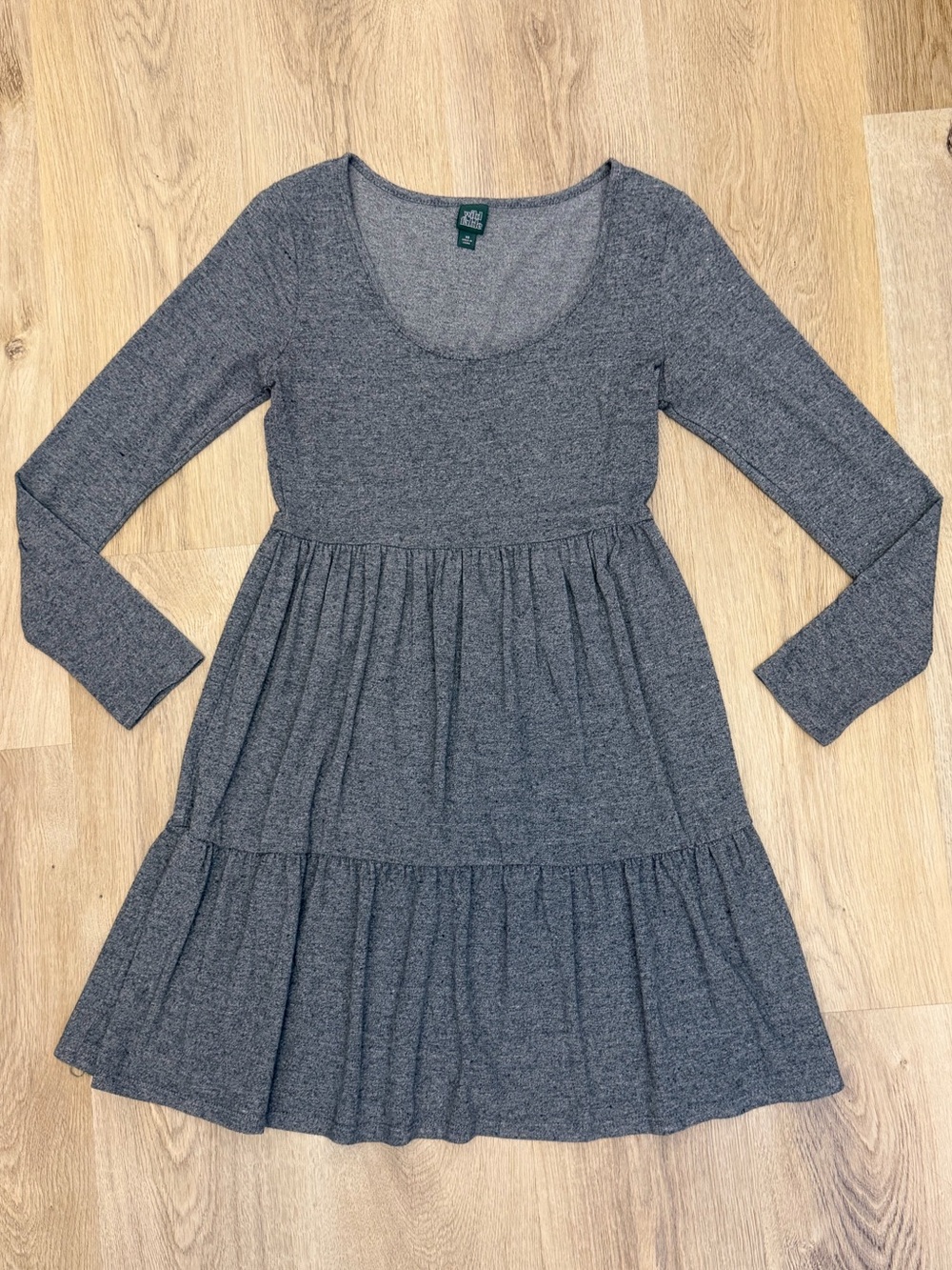 Wild Fable Cozy Long Sleeve Tiered Dress in Charcoal Gray